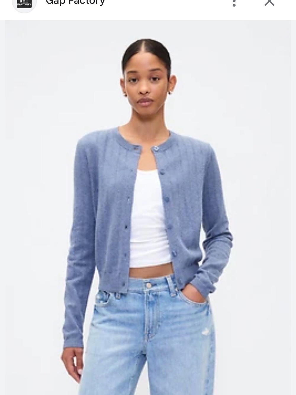 GAP CashSoft Pointelle Crewneck Button Cardigan